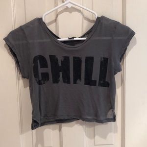 Grey sheer “Chill” crop top